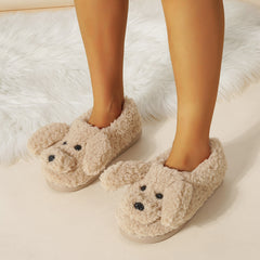 Cartoon Dog Plush Bedroom Slippers for Women