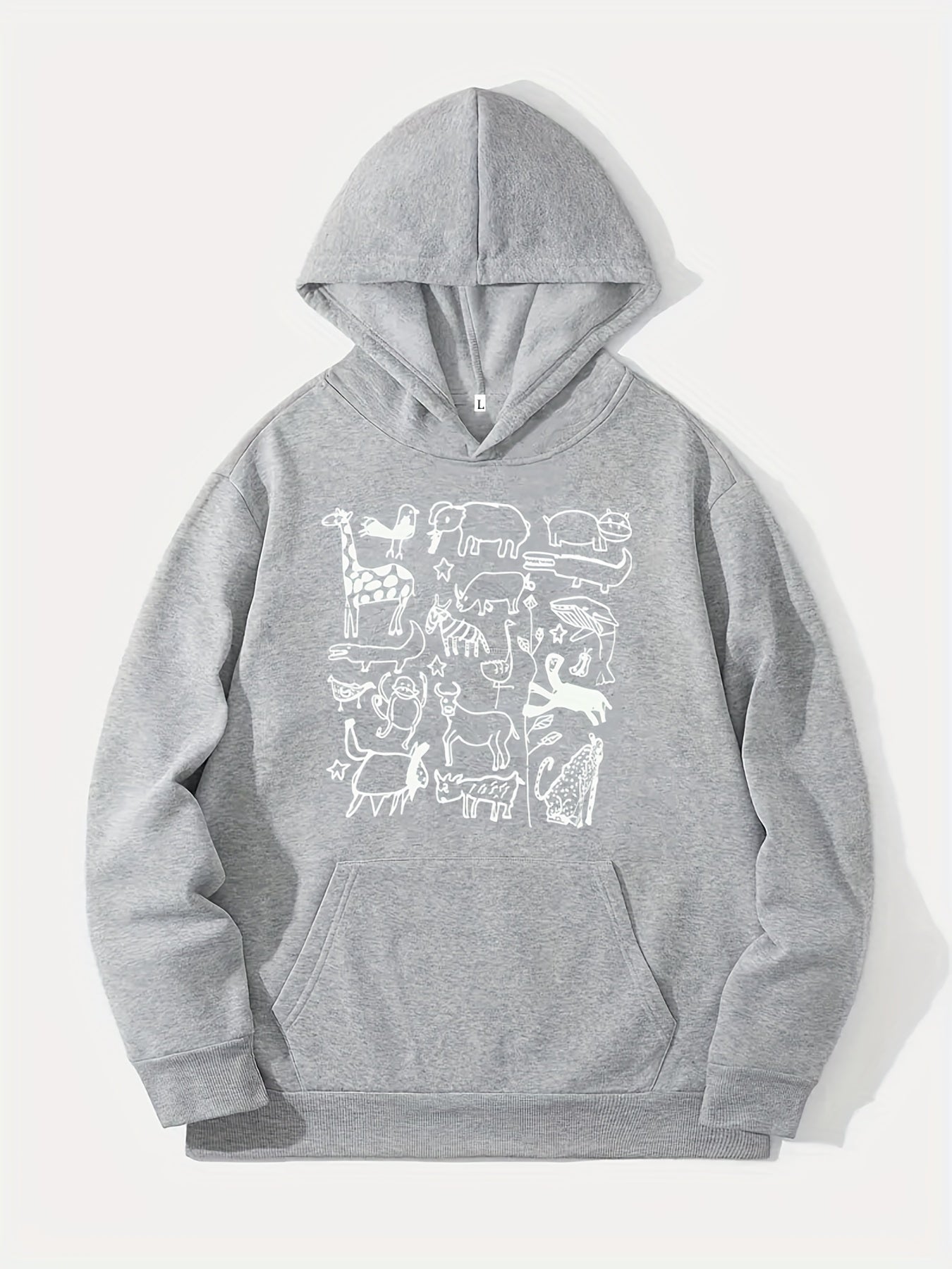 Cartoon Animals Print Hoodie for Men