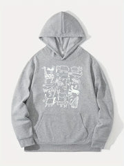 Cartoon Animals Print Hoodie for Men