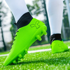 High Top AG Cleat Football Boots for Men Anti Skid Breathable Lace Up Soccer Cle
