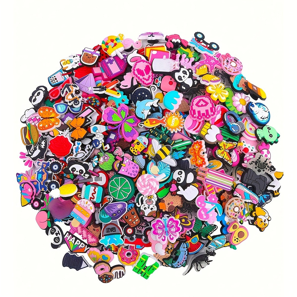 Colorful PVC Shoe Charms - Hearts Flowers - DIY Crafts