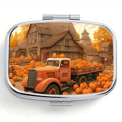 Pumpkin Pattern Printed Medicine Box Two Compartment Pill Box