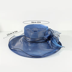 Wide Brim Flower Bucket Hat Mesh Sun Hat Women Church Bridal Wedding Travel