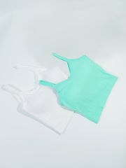2pcs Ribbed Solid Cami Tops Padded Women's Lingerie