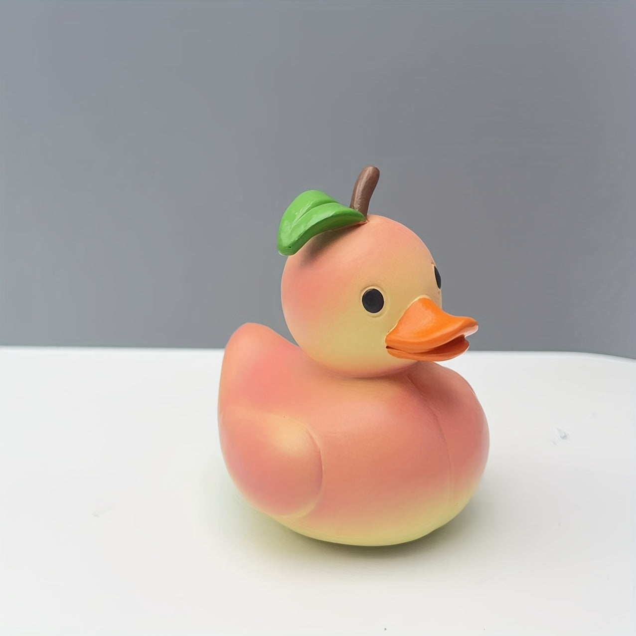 Resin Peach Duck Figurine Handcrafted Collectible Desk Decor