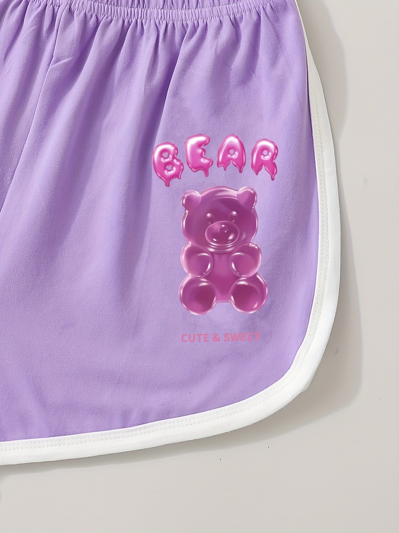 Girls Crystal Bear Graphic Sports Track Pants