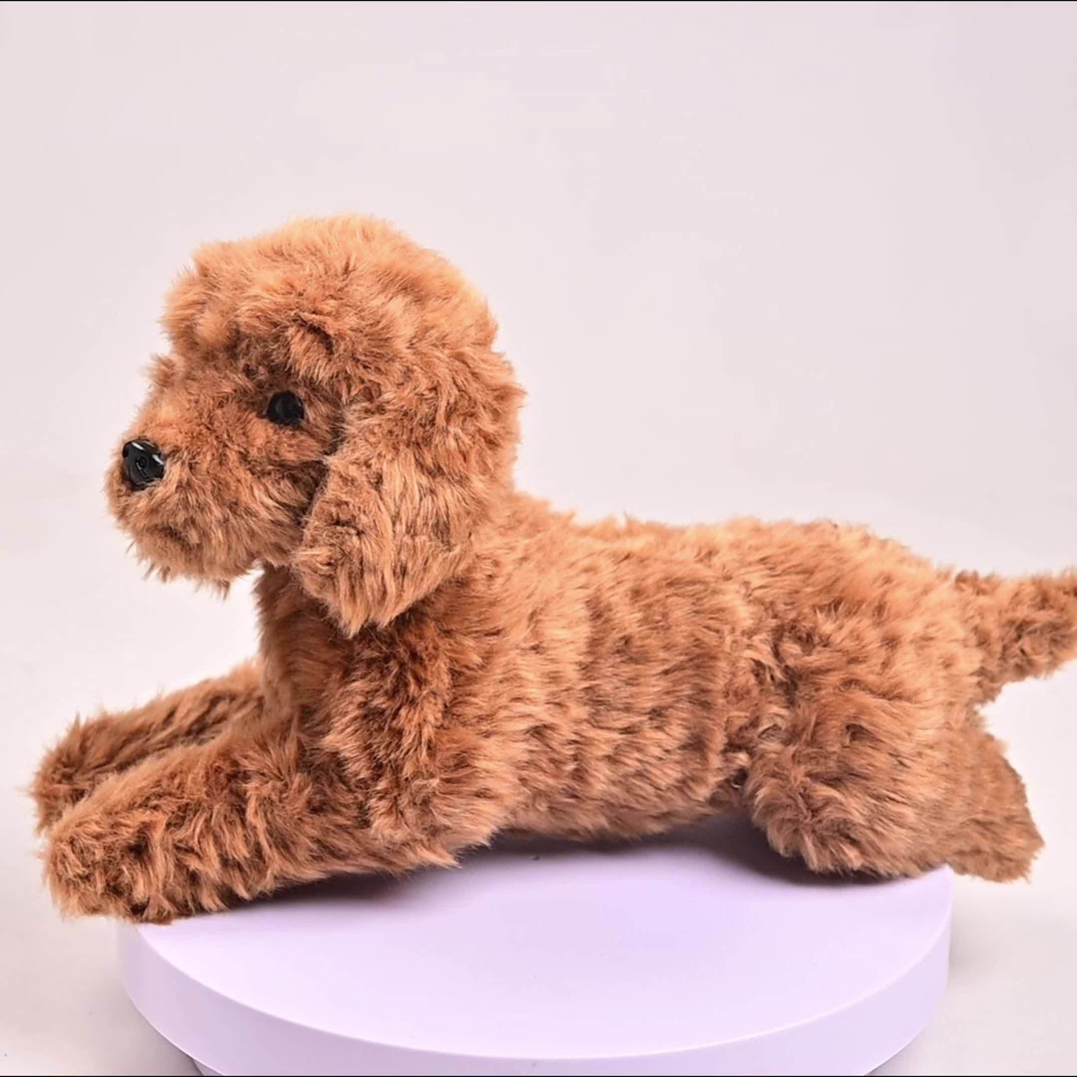 Realistic Teddy Bear Plush Toy Dog Stuffed Animal with Deep Brown Fur