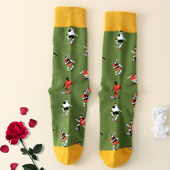 Football Print Socks Women's Mid Tube Stockings