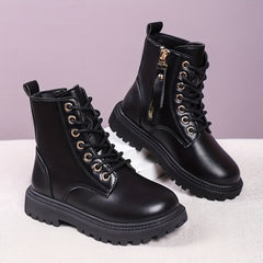 Stylish Girls' High Top Leather Combat Boots for Fall Winter