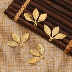 Golden Silver Leaf Charms Fall Series Vintage Jewelry Accessories