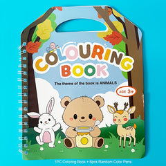 Reusable Animals Coloring Book for Kids with 6 Magic Water Based Markers