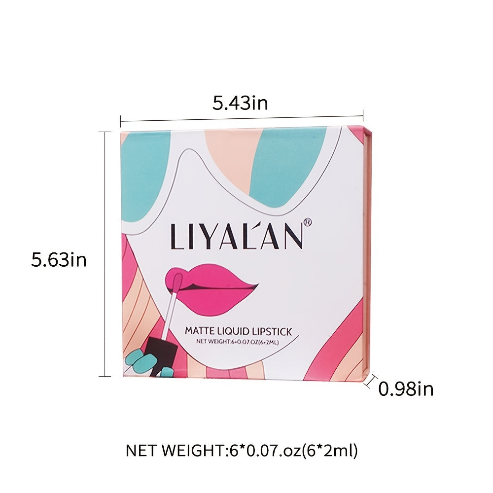 LIYALAN 6 Colors Matte Liquid Lipstick Set - Waterproof Long Lasting Nude Shades