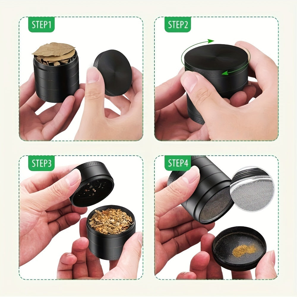 Portable 4-Layer Metal Grinder for Outdoor & Home Cooking
