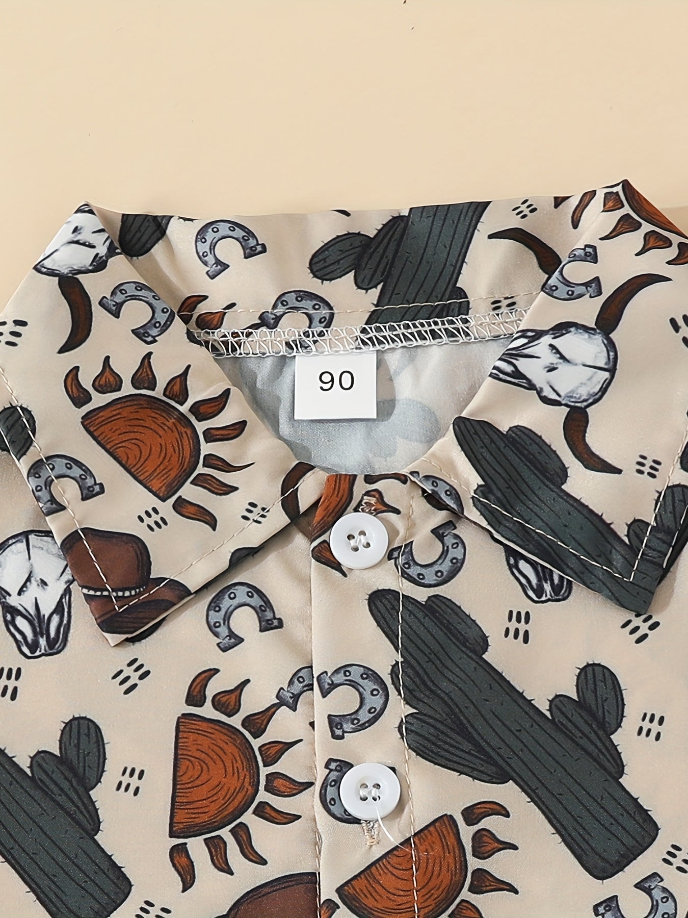 Boys Cactus Graphic Print Shirt & Ripped Denim Shorts Set for Summer