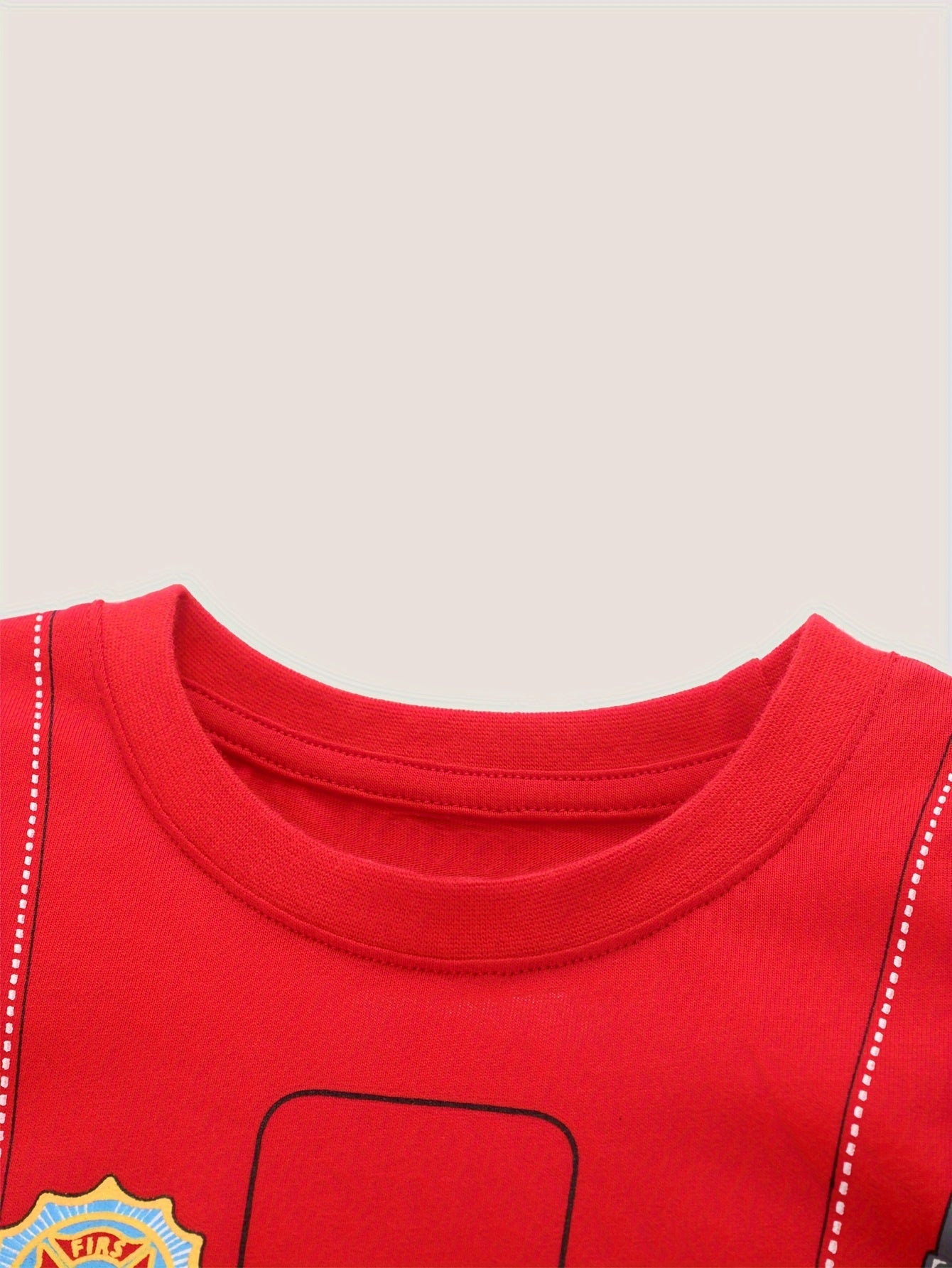 Boys Fireman Costume T shirt Kids Short Sleeve Top Spring Summer