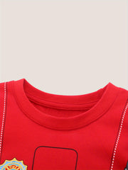 Boys Fireman Costume T shirt Kids Short Sleeve Top Spring Summer
