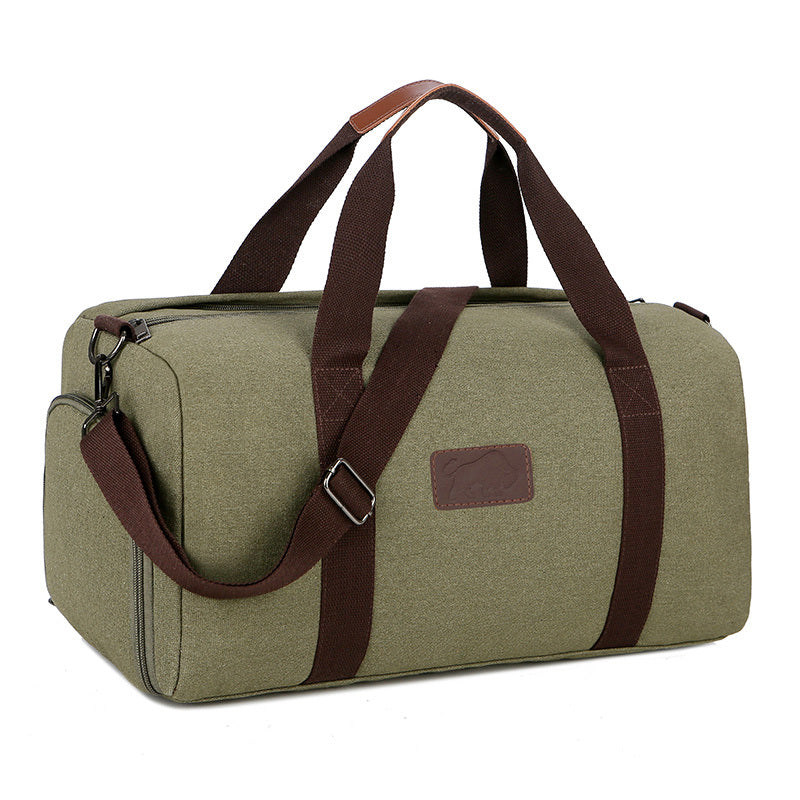 Solid Canvas Travel Bag Telescoping Handle Duffel Bag