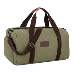 Solid Canvas Travel Bag Telescoping Handle Duffel Bag