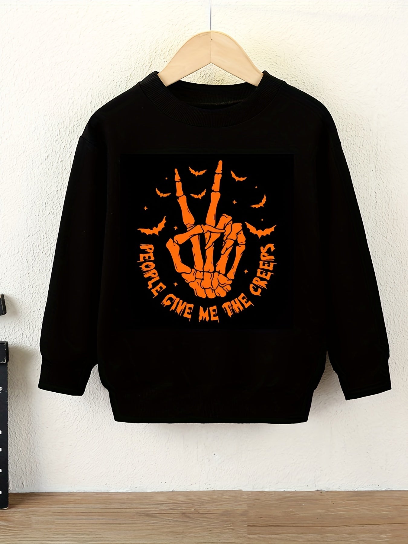 HAPPY HALLOWEEN Letter Print Sweatshirt For Boys
