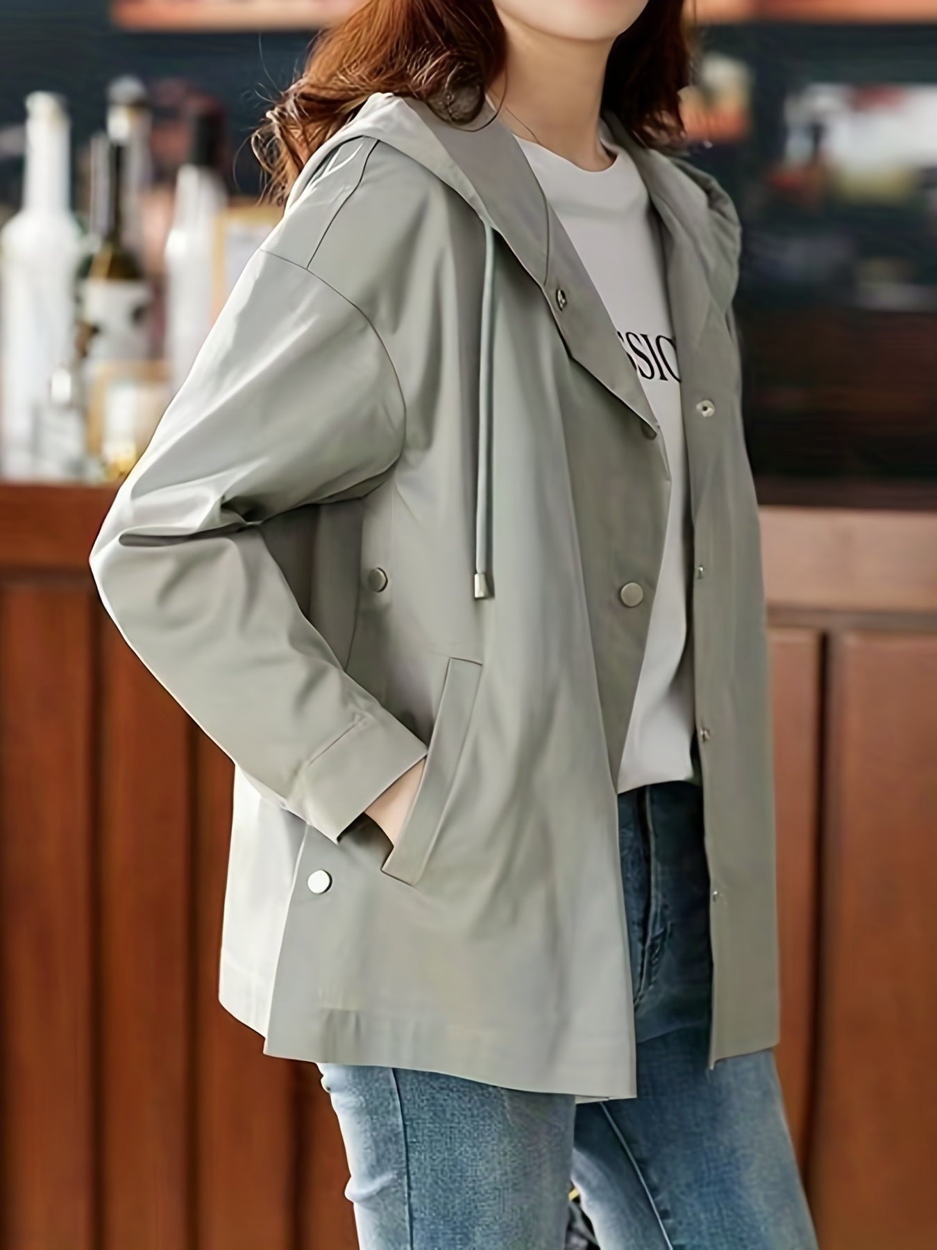 Hooded Drawstring Jacket Women's Outerwear