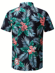 Hawaiian Style Print Men's Short Sleeve Shirt for Summer Vacation