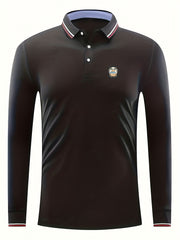 Men's Vintage Polo Shirt Casual Stretch Lapel Button Up Polo Shirt