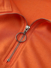 Solid Zipper Long Sleeve High Neck Top & Joggers Set