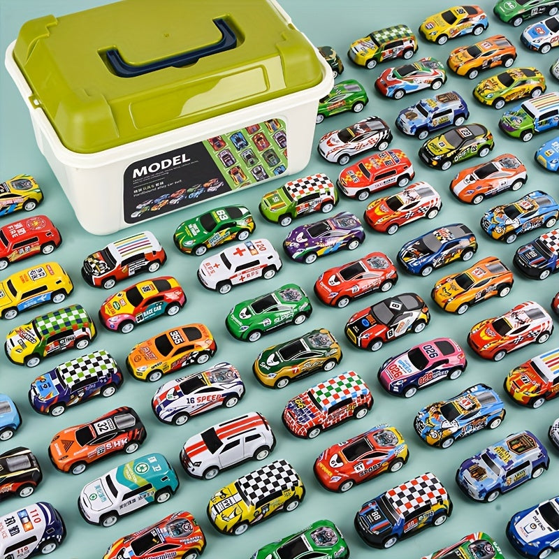 50pc Metal Car Simulation Mini Pull Back Car Model Set Small Car Racing Toy