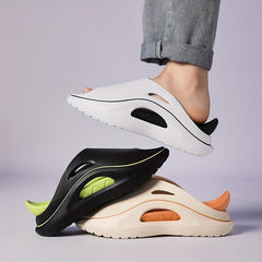 Men's Non Slip Slides Open Toe Slippers for Indoor Outdoor Beach Shower