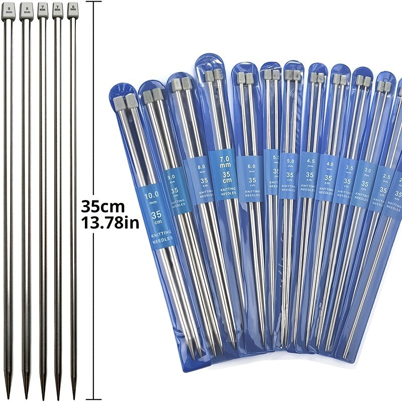 11 Pairs Stainless Steel Knitting Needles Set for Beginners