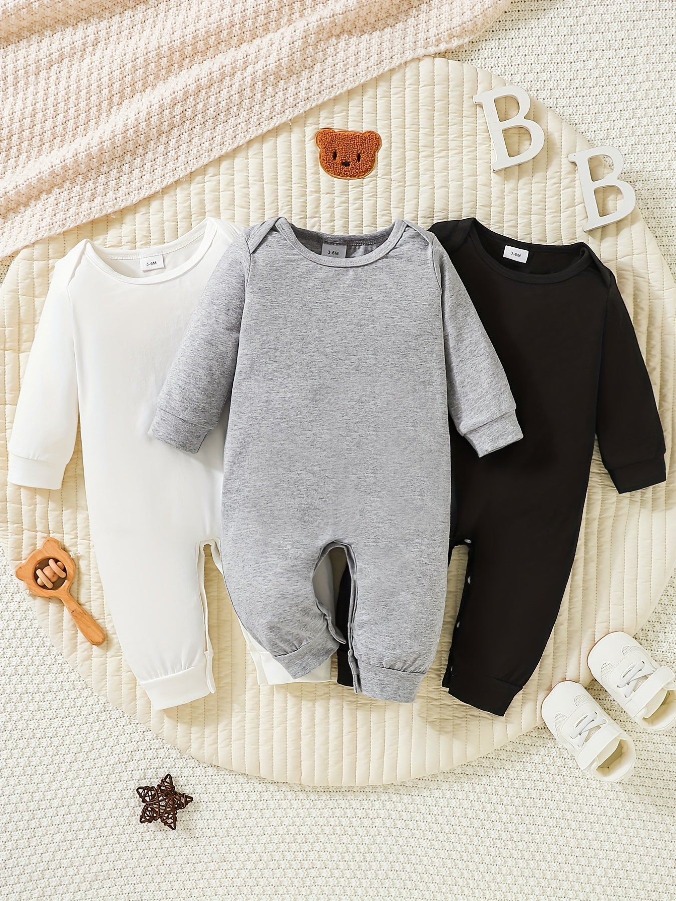 3pcs Newborn Baby Jumpsuits Casual Cotton Rompers