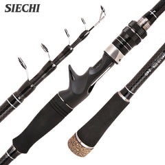SIECHI Telescopic Carbon Fishing Rod Lightweight Spinning and Casting Rod