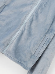 Warm Teddy Jacket Pockets High Neck Casual Outerwear For Winter & Fall