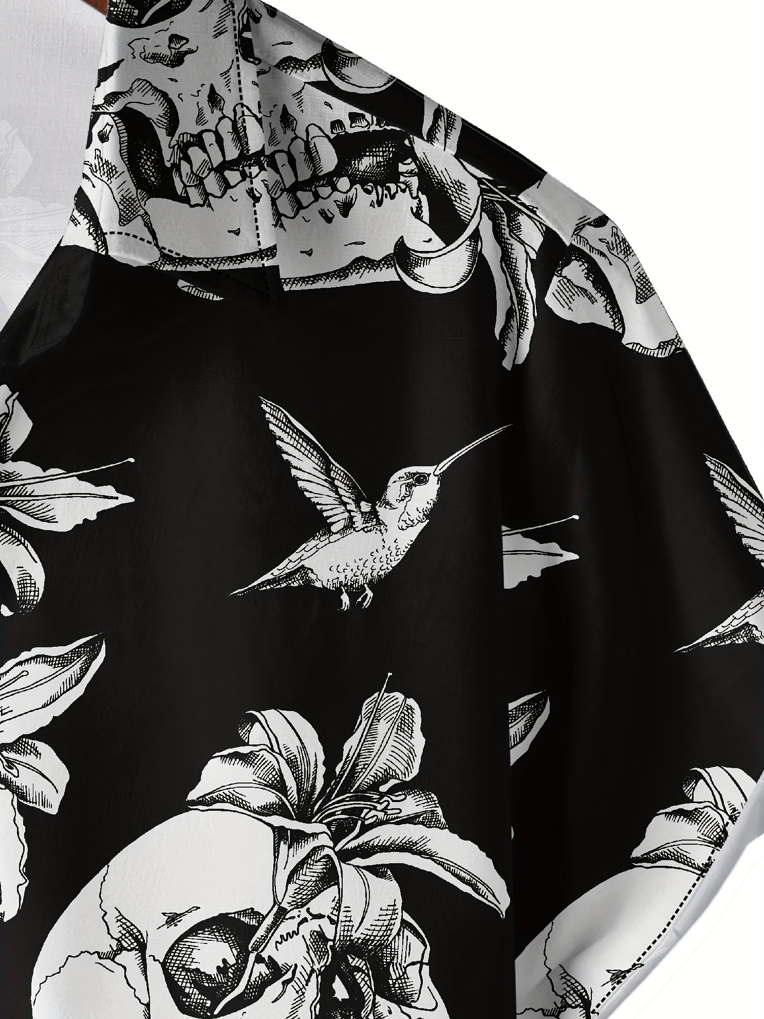 Men's Flower & Skull Print Hawaiian Shirt