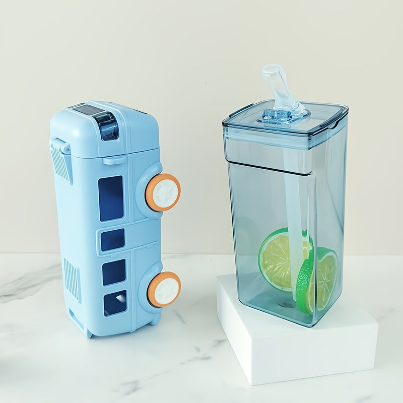 500ml Bus Shape Water Bottle with Straw
