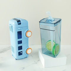 500ml Bus Shape Water Bottle with Straw