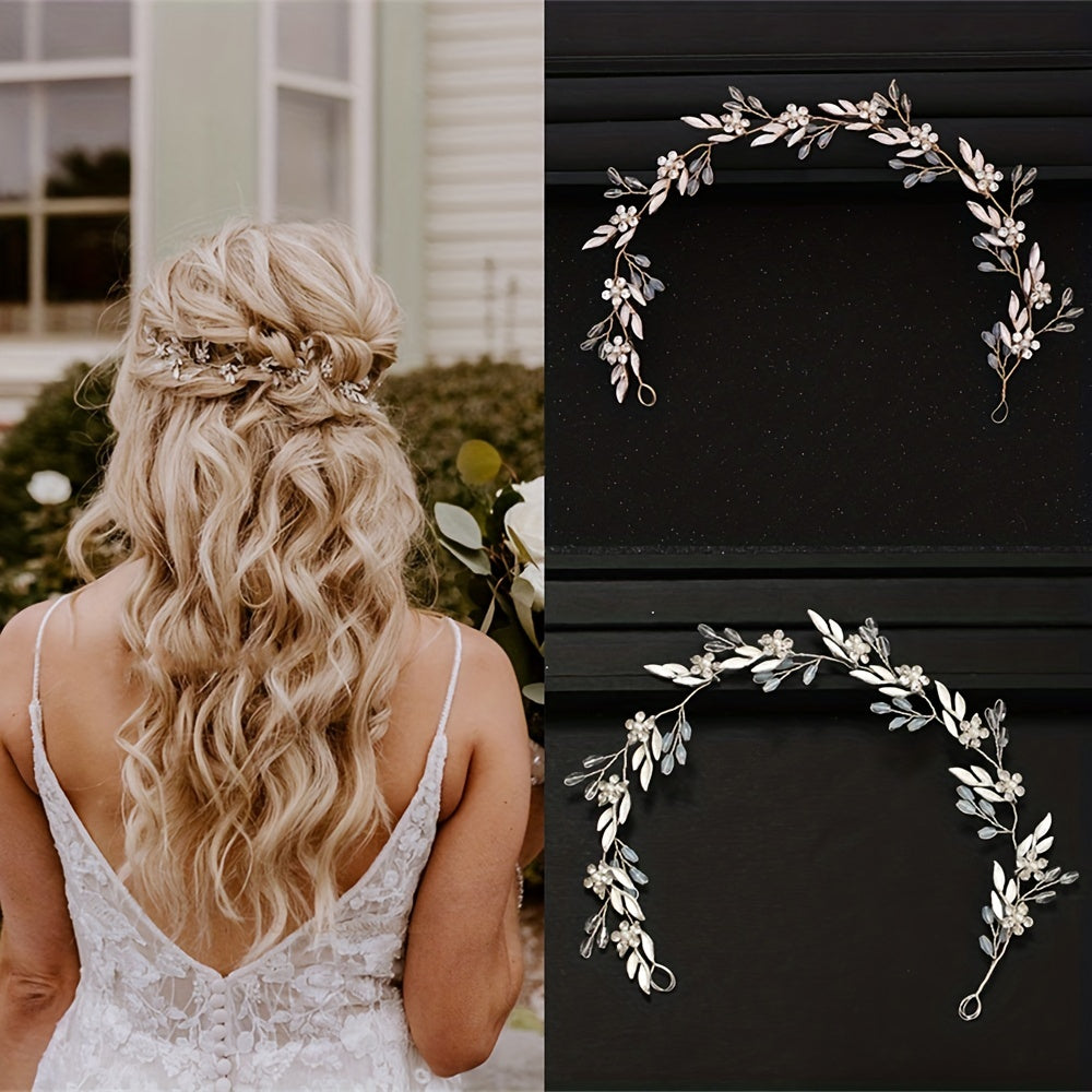 Bride Hair Jewelry Golden Headdress Wedding Comb