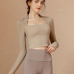 Slimming Long Sleeves Sports Top with Chest Pads