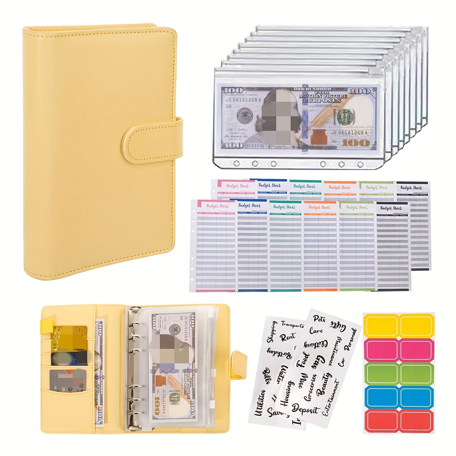 A6 Leather Budget Binder with Cash Envelopes