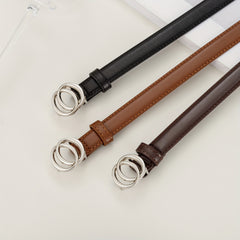 Smooth Double Connection Oval Buckle Head Leather Belt For Boys And Girls