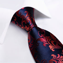 3pcs Mens Tie Wedding Business Red Necktie Hanky Cufflinks Jacquard Necktie