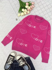 Girls Graphic Fleece Long Sleeve Pullover Sweater