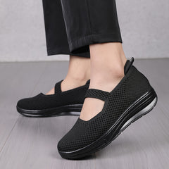 Women's Breathable Woven Sneakers Slip On Outdoor Shoes Low Top Walking Shoes