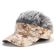 Adjustable Sun Visor Hat With Wig Spiked Hairs Baseball Golf Cap