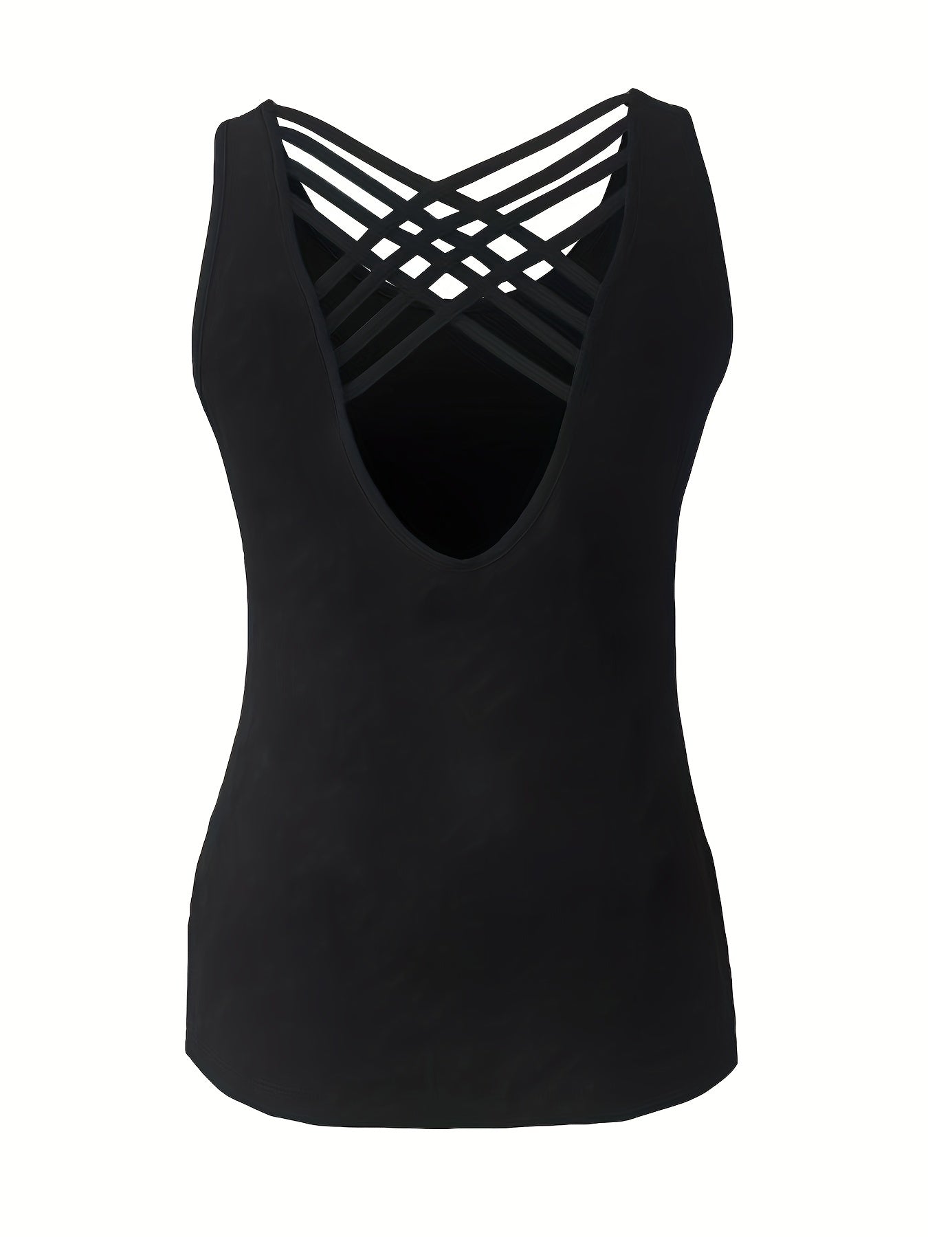 Criss Cross Crew Neck Tank Top Summer Sleeveless Casual Top