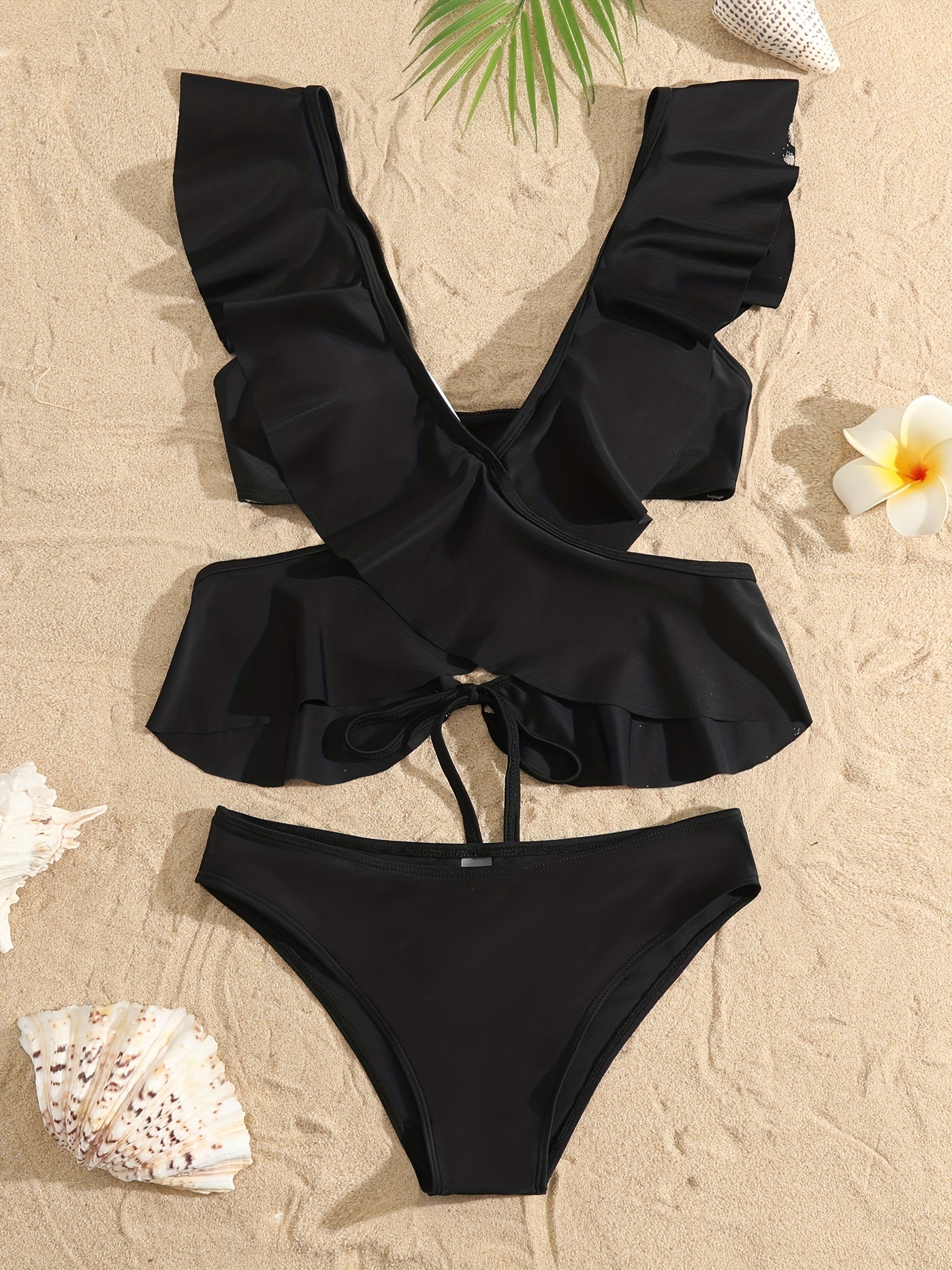 Mommy Kids Matching Swimsuit Ruffle Sleeve Swimwear