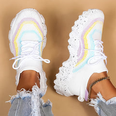Women's Rainbow Chunky Slip On Sock Sneakers
