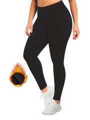 Sporty Leggings Women's Plus Solid High Rise High Stretch Skinny