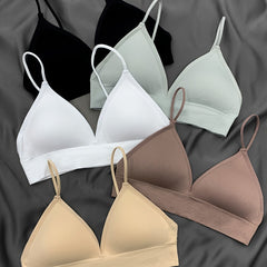 5 Pack Women's Deep V Sport Bras Double Strap Medium Stretch Lingerie