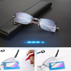 Portable Rimless Bifocal Anti Light Reading Glasses For Men